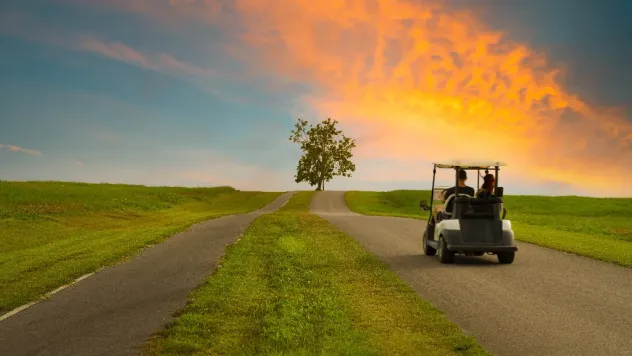 Golf Cart Driving on Road