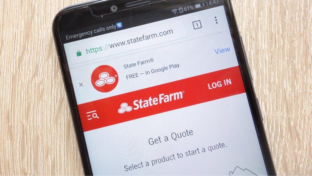State Farm website on mobile phone